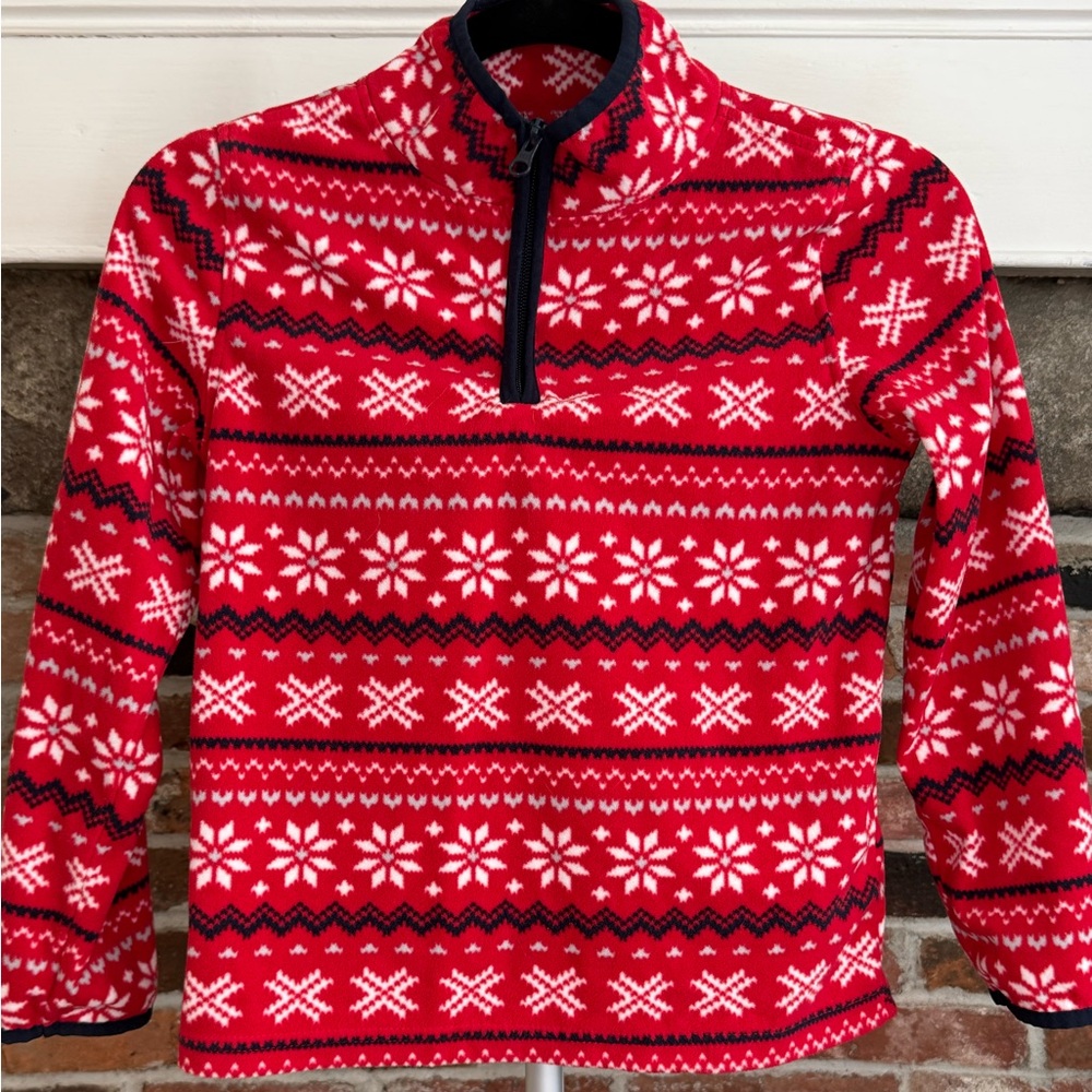 OshKosh B'gosh Red Fair Isle Quarter Zip Fleece
